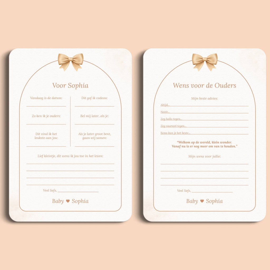 Kraamkaarten voor de baby boho beige voor en achter Studio Miron