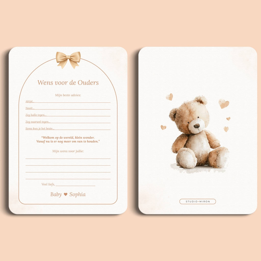Kraamkaarten voor de ouders boho beige voor en achter Studio Miron
