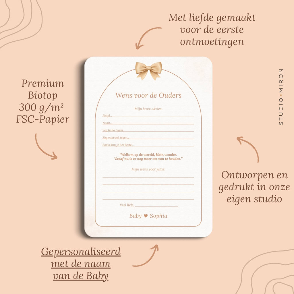 Kraamkaarten voor de ouders pluspunten boho beige Studio Miron