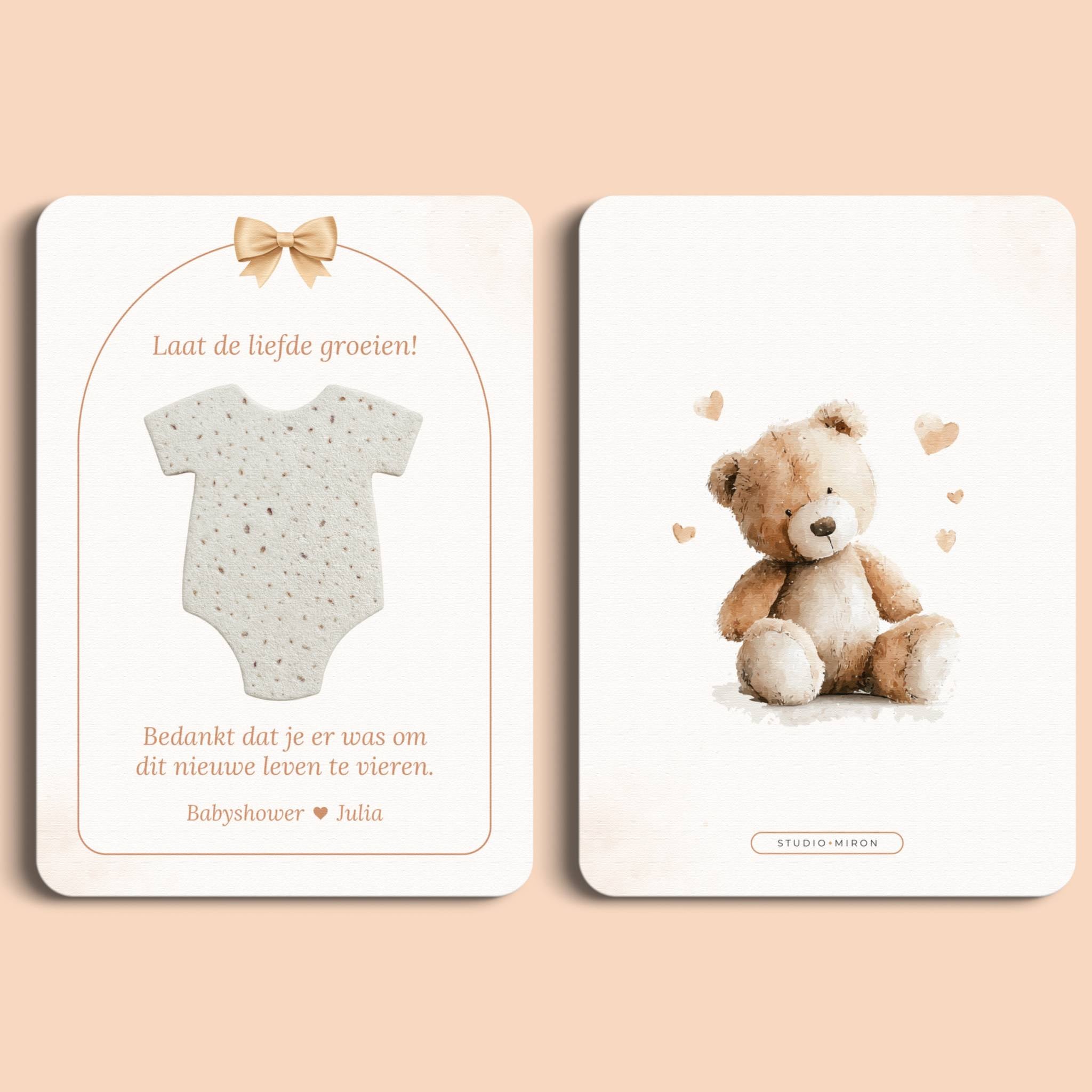 Zaadpapier Rompertje Cadeau | Boho Beige met Beertje
