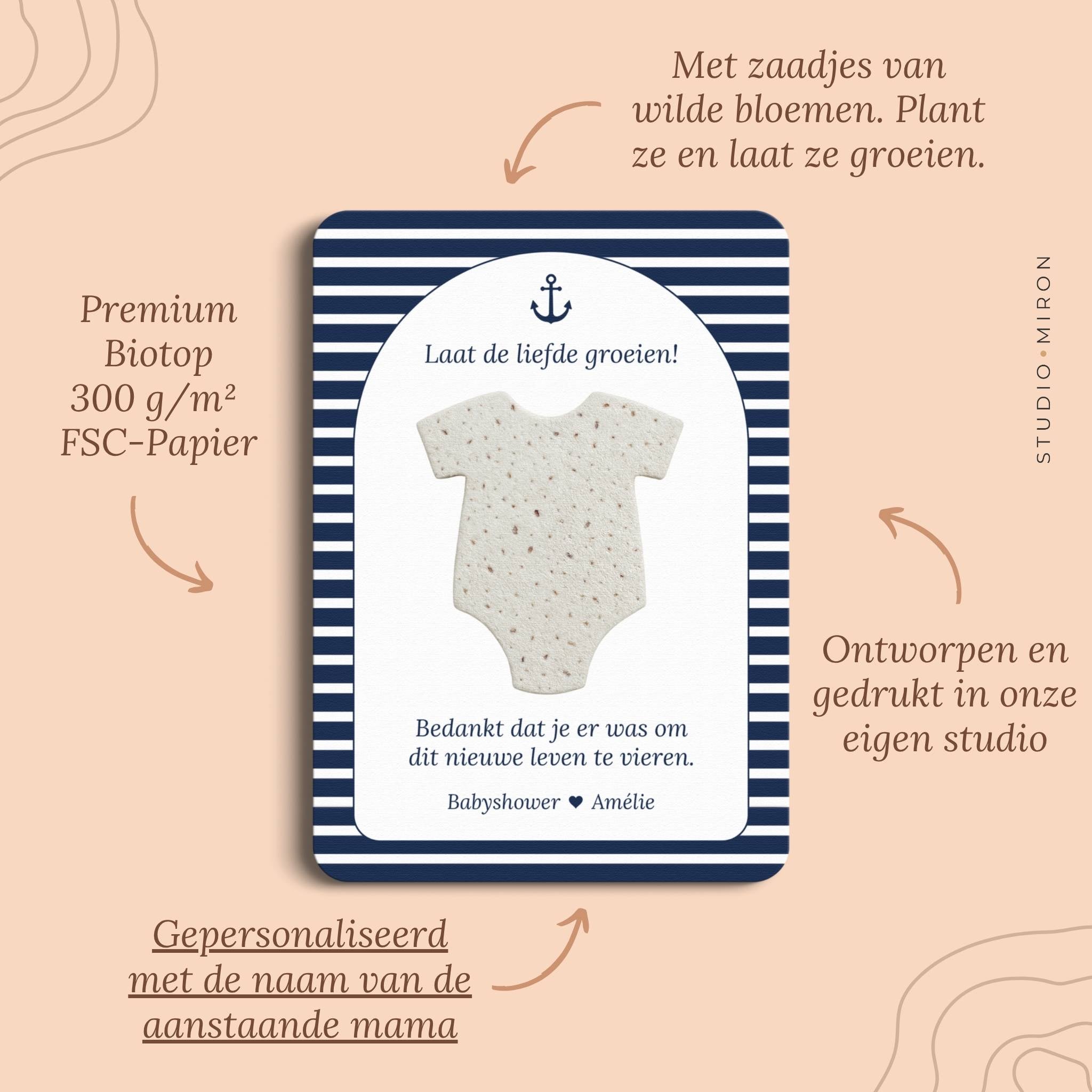 Zaadpapier Rompertje Cadeau | Navy Blue