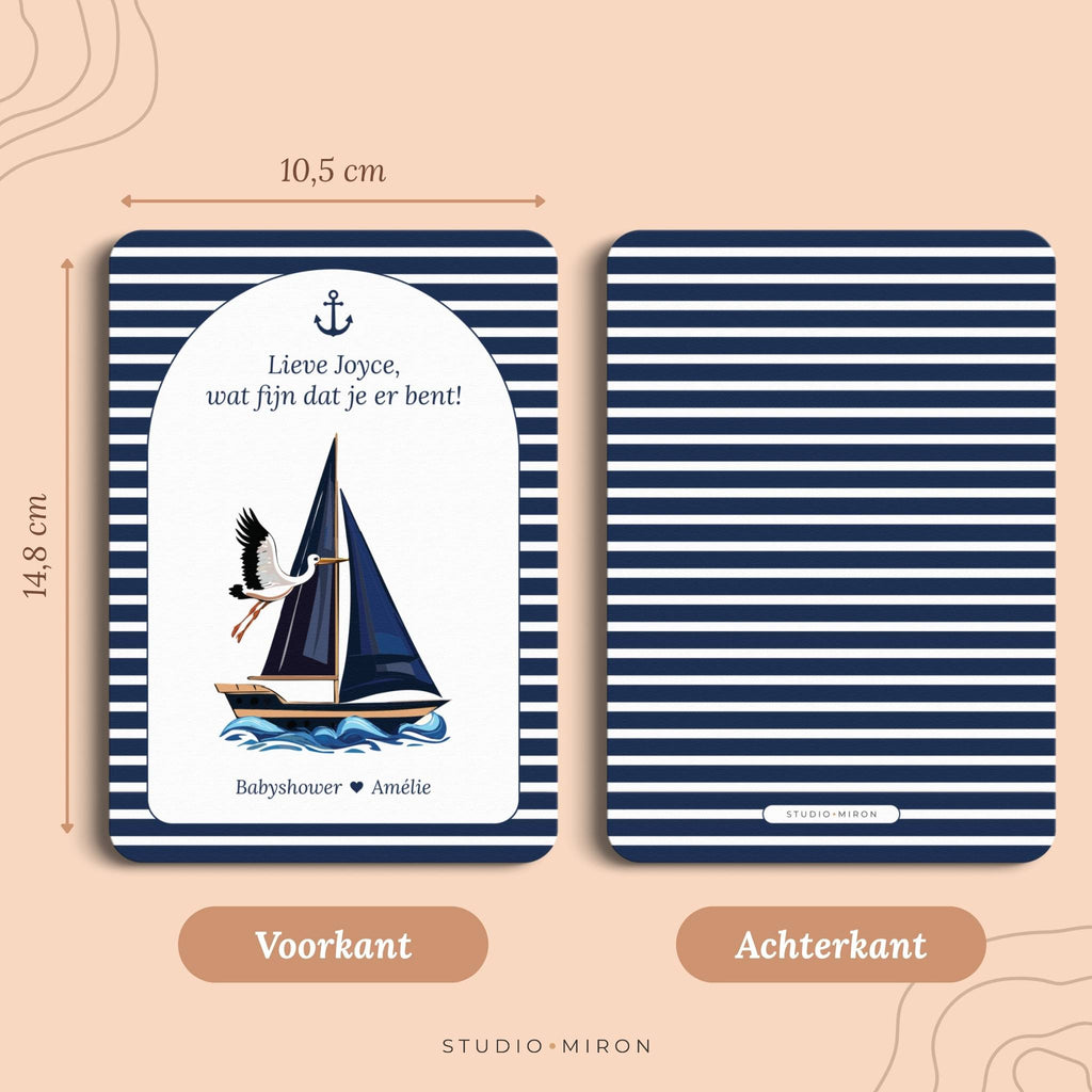 Mini Welkomstbord A6 - Naamkaart | Navy Blue