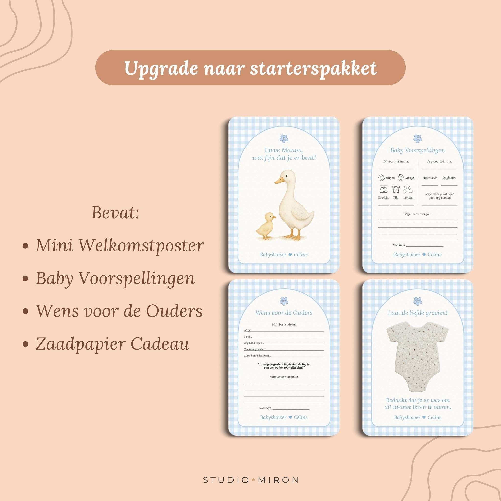 Mini Welkomstbord A6 - Naamkaart | Gingham Blauw