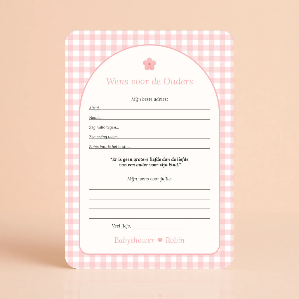Wens voor de Ouders | Gingham Roze