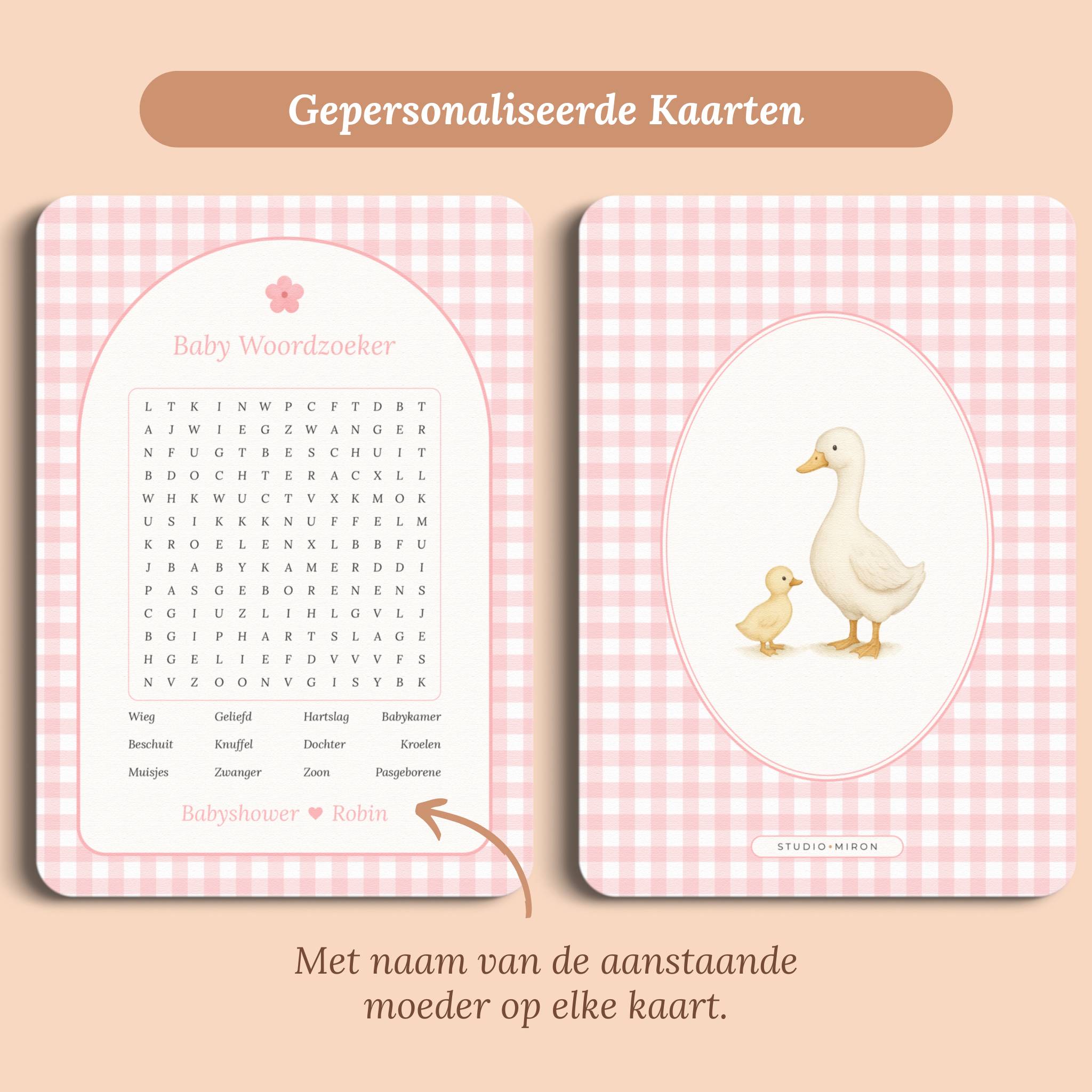 Baby Woordzoeker | Gingham Roze