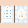 Babyshower spelletjes raad de draagtijd gingham blauw voor en achter Studio Miron