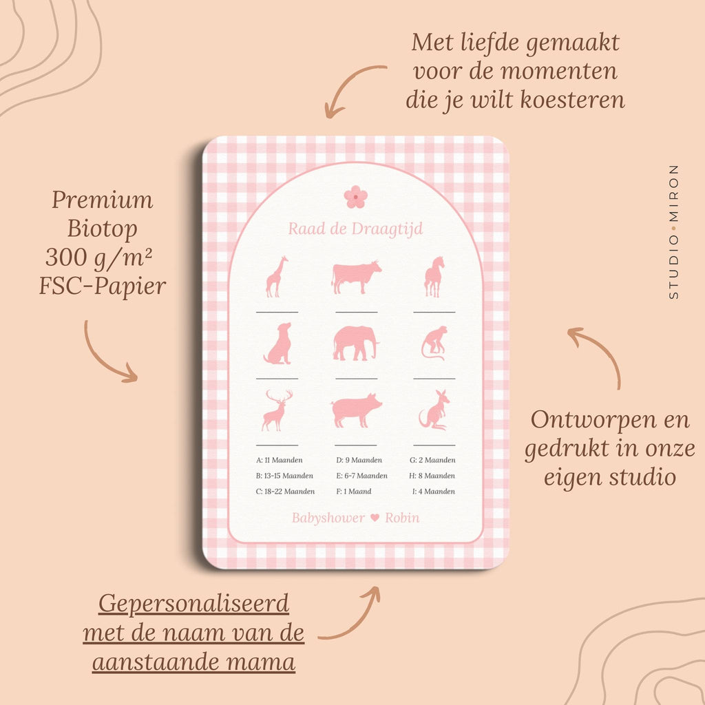 Raad de Draagtijd | Gingham Roze