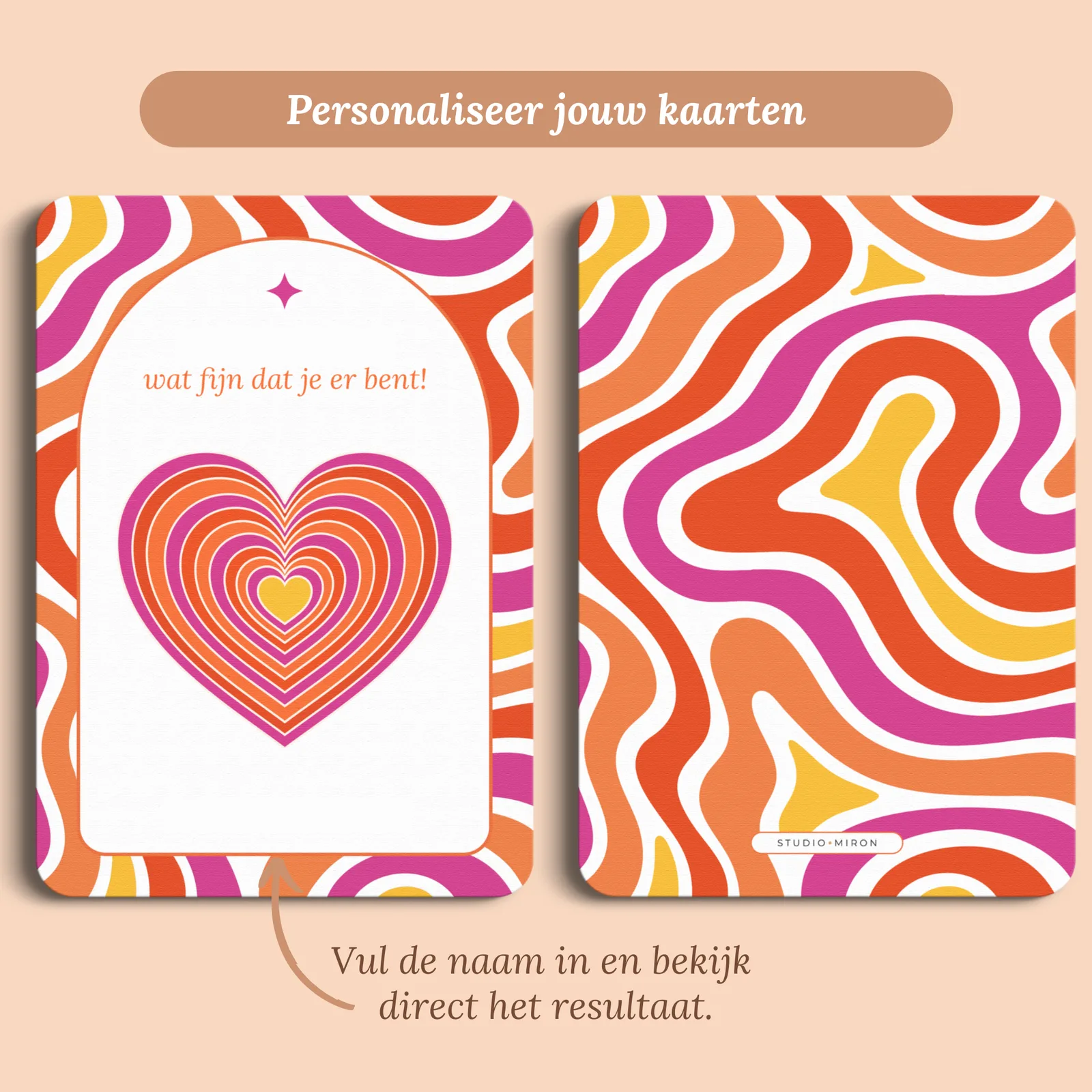 Voorbeeld van de kaart met de naam die je invult